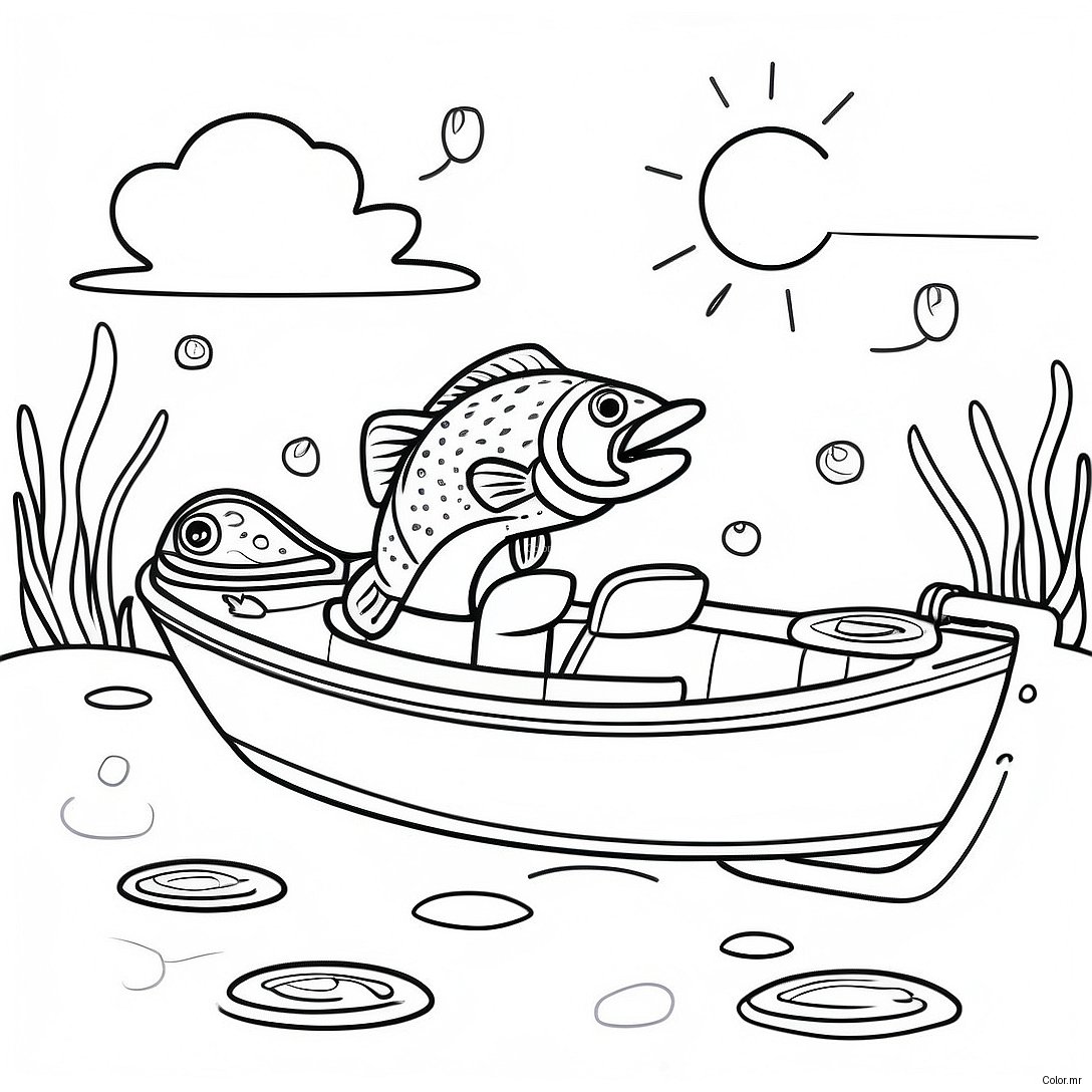 Bass Fishing Scene With A Beautiful Sunset Coloring Page 26862 24547