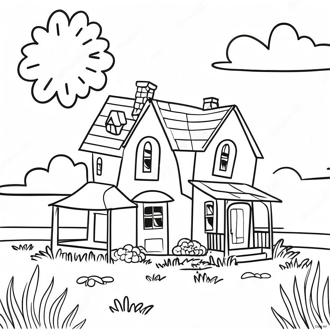 Charming Little House On The Prairie Scene Coloring Page 9527 7774