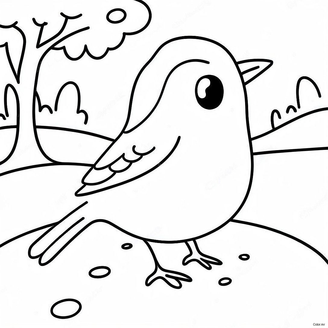 Charming Winter Bird In Snowy Landscape Coloring Page 53979 44984