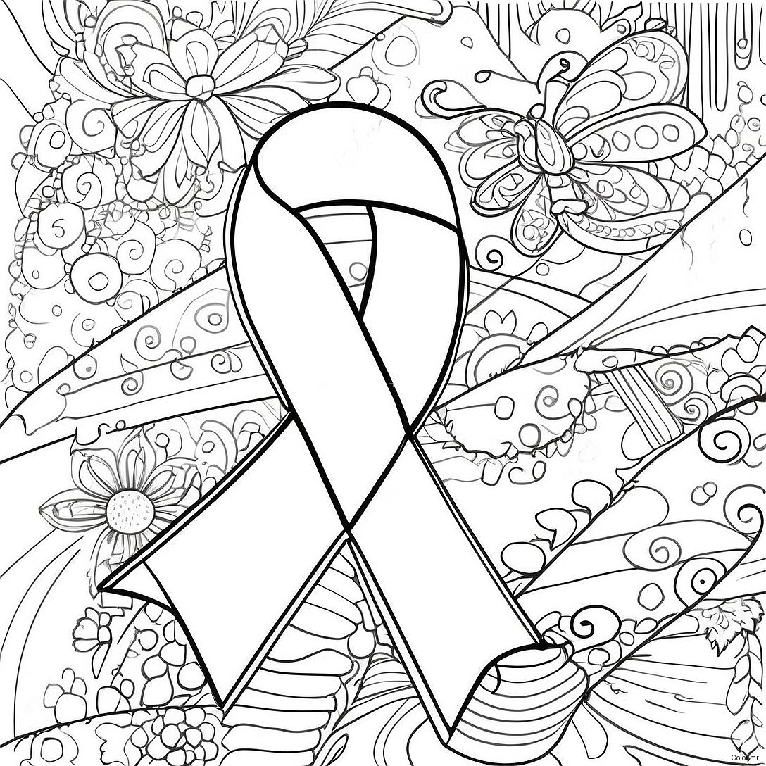 Colorful Red Ribbon Awareness Coloring Page 5945 4752