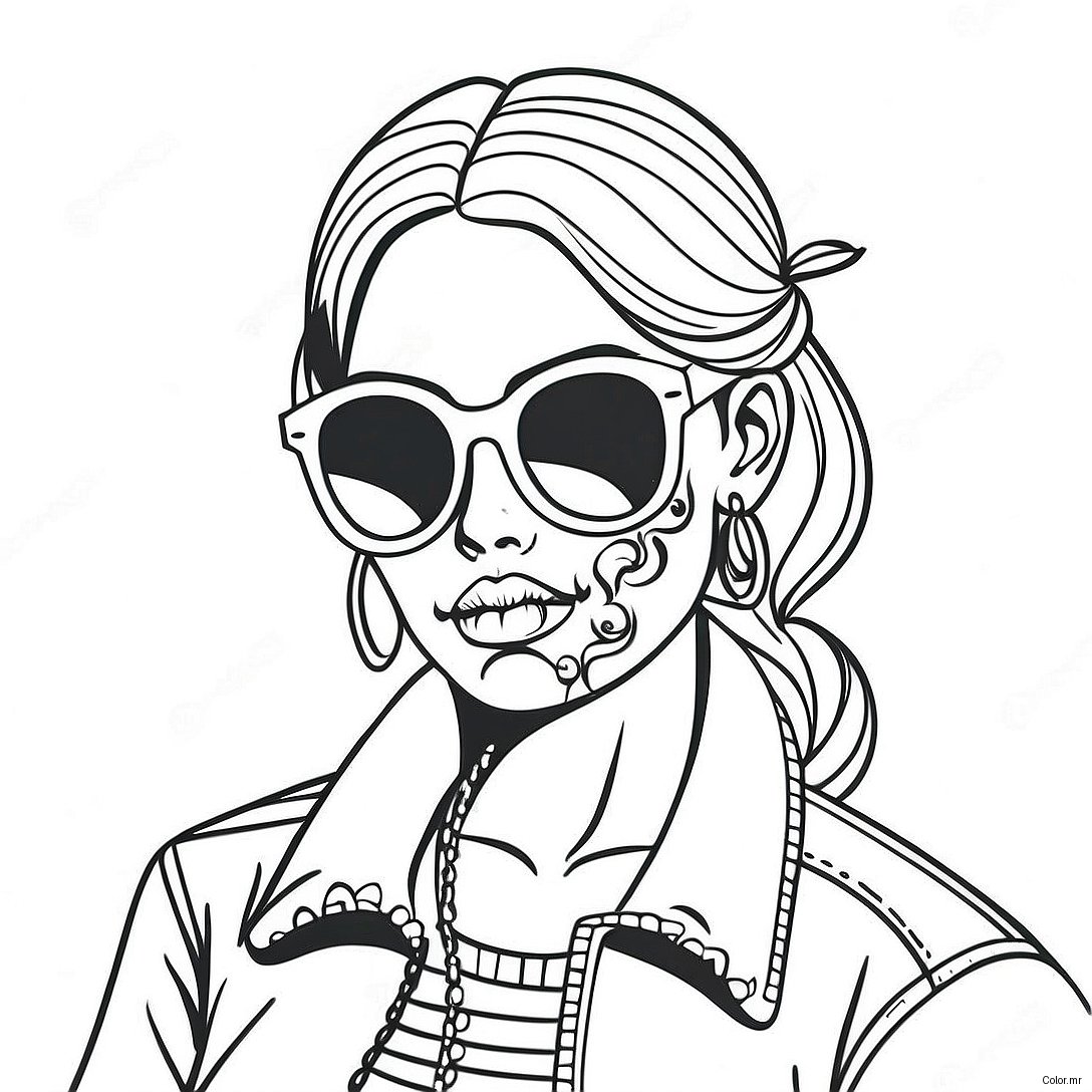 Cool Gangsta Sugar Skull Girl With Sunglasses Coloring Page 16693 14059