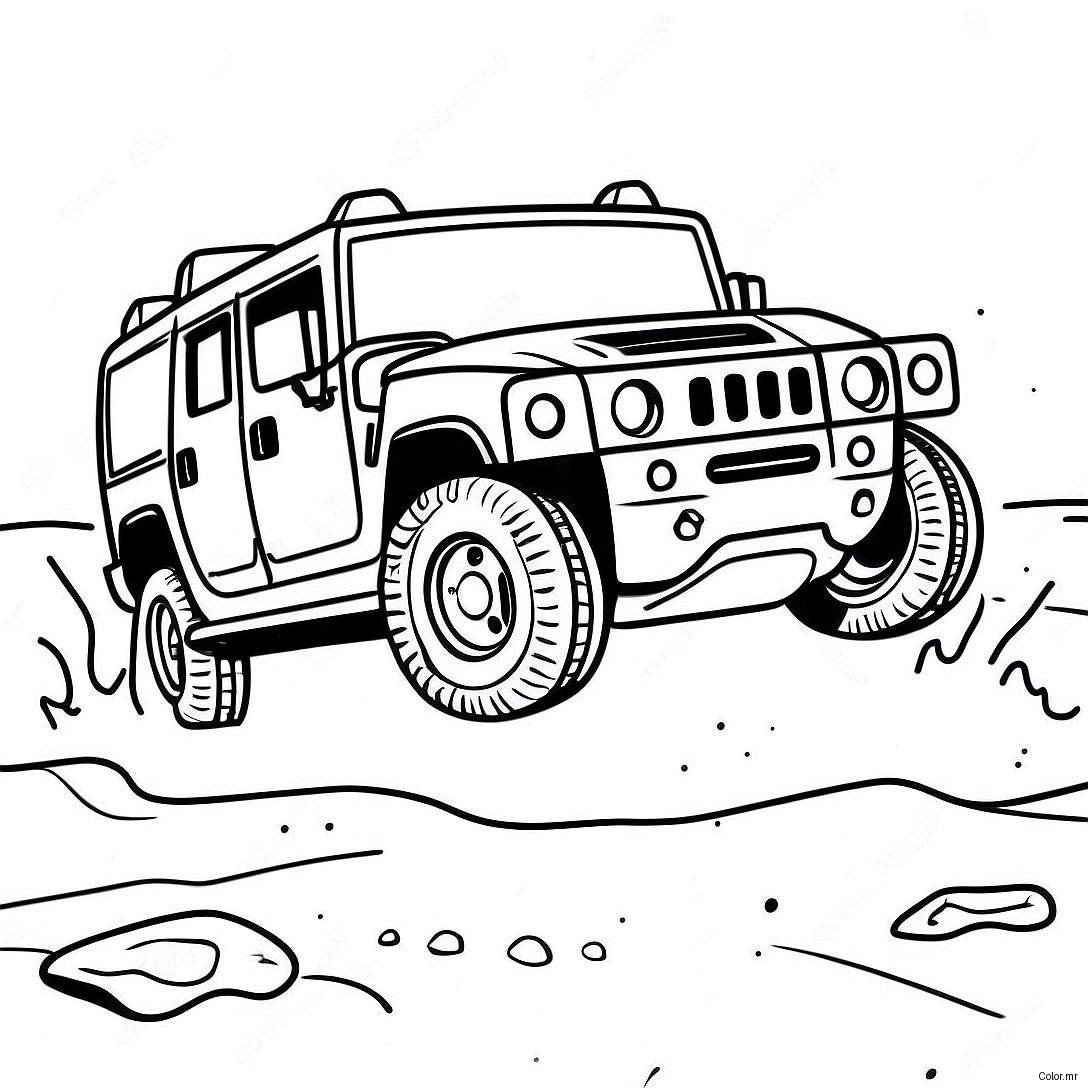 Cool Hummer Driving Through Mud Coloring Page 65231 53902