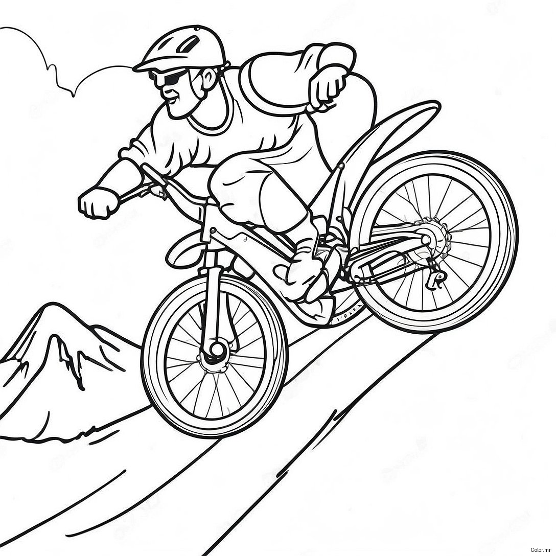 Cool Mountain Biker Jumping Over A Ramp Coloring Page 24595 22579