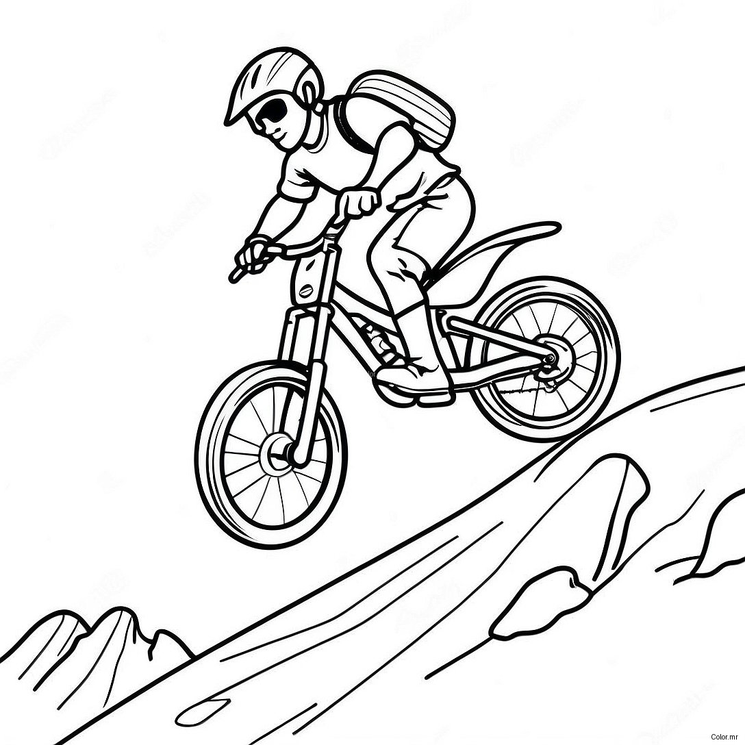 Cool Mountain Biker Jumping Over A Ramp Coloring Page 24595 22580