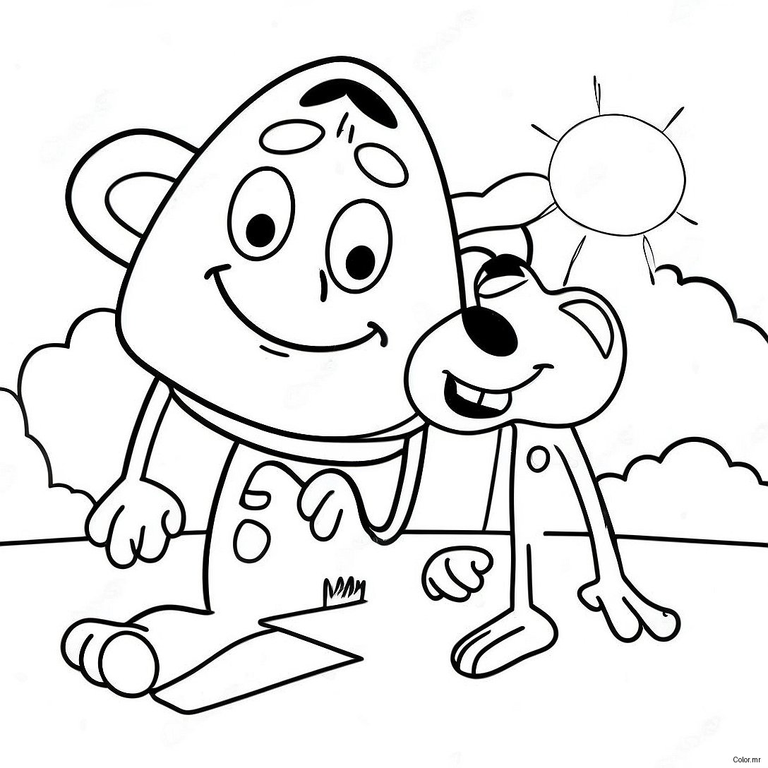 Courage The Cowardly Dog In A Scary Situation Coloring Page 12148 9943