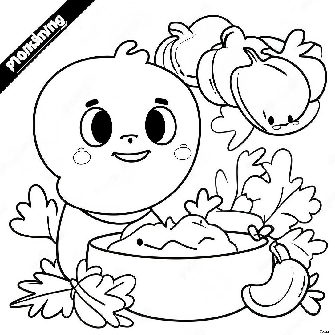Cute Among Us Characters With Thanksgiving Feast Coloring Page 66751 55111