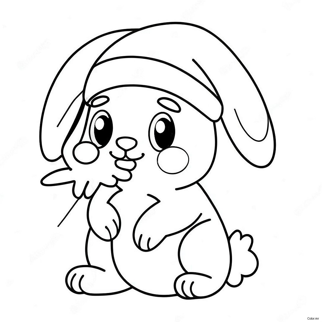 Cute Christmas Bunny With Santa Hat Coloring Page 55562 46213