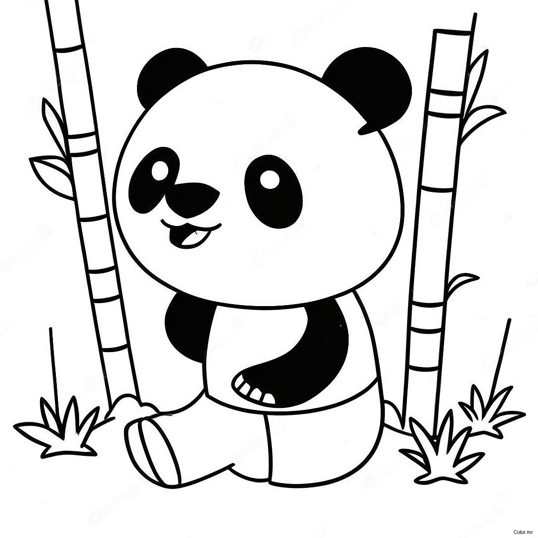 Cute Minecraft Panda Playing With Bamboo Coloring Page 65321 53987