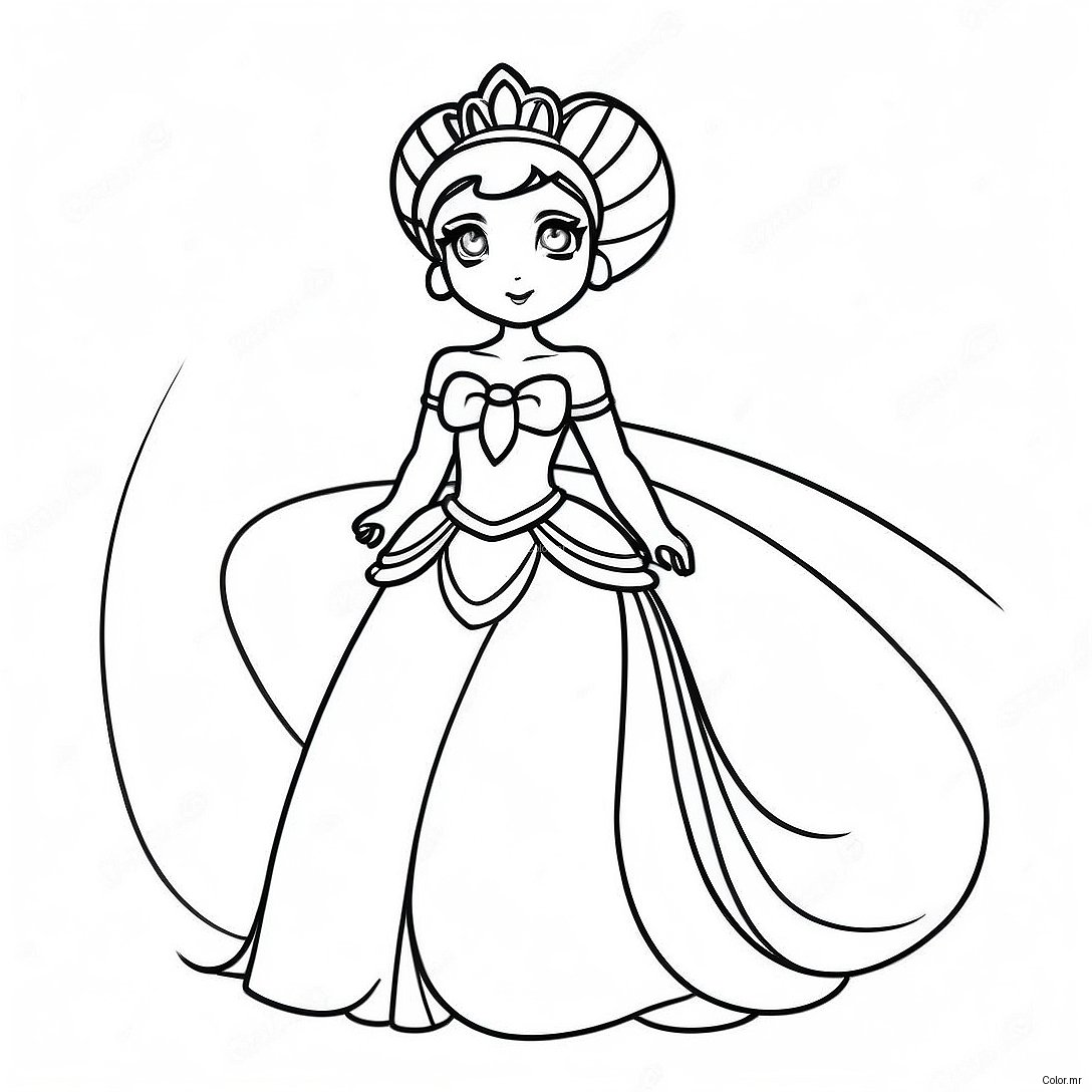 Elegant Princess Serenity In A Sparkling Dress Coloring Page 26037 23904