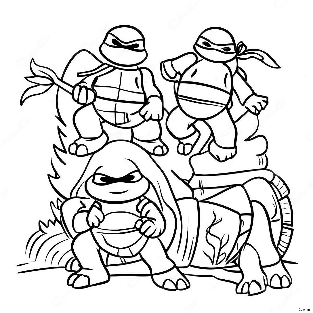 Festive Ninja Turtles Decorating A Tree Coloring Page 33622 17774