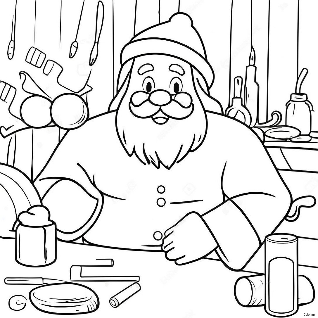 Jolly Santa In His Workshop Coloring Page 18546 15530