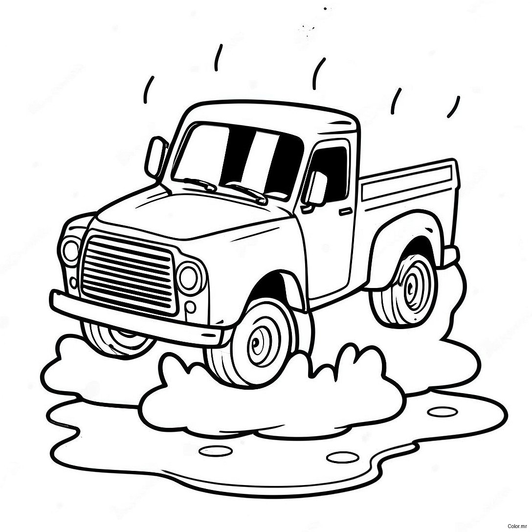 Little Blue Truck Driving Through Muddy Puddle Coloring Page 60257 50000