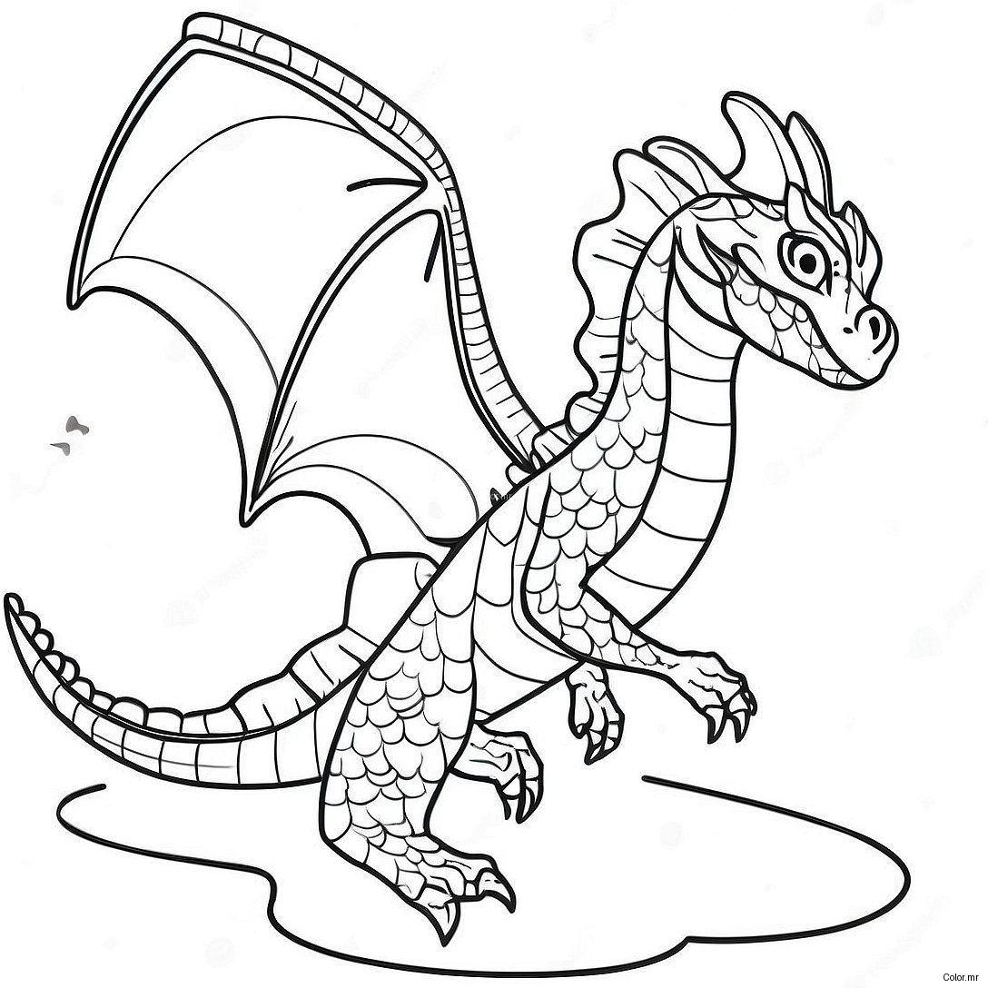 Majestic Water Dragon Flying Coloring Page 22984 21125