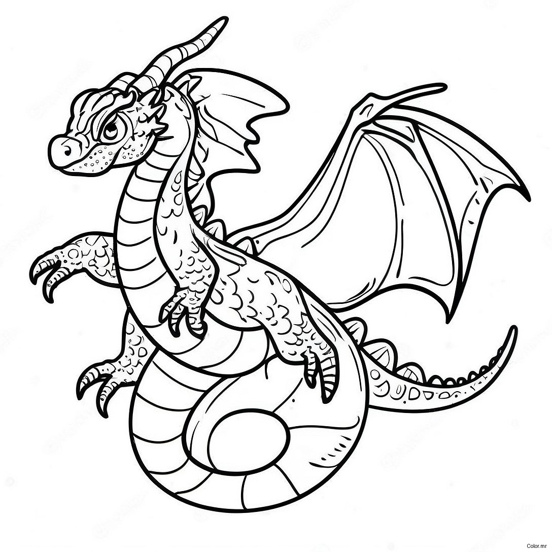 Majestic Water Dragon Flying Coloring Page 22984 21126