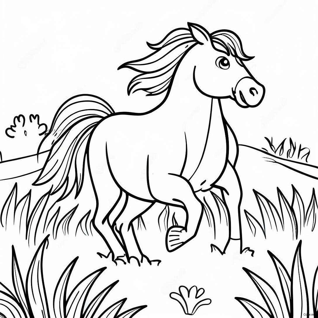 Majestic Wild Horse Running Through Meadow Coloring Page 3670 2983