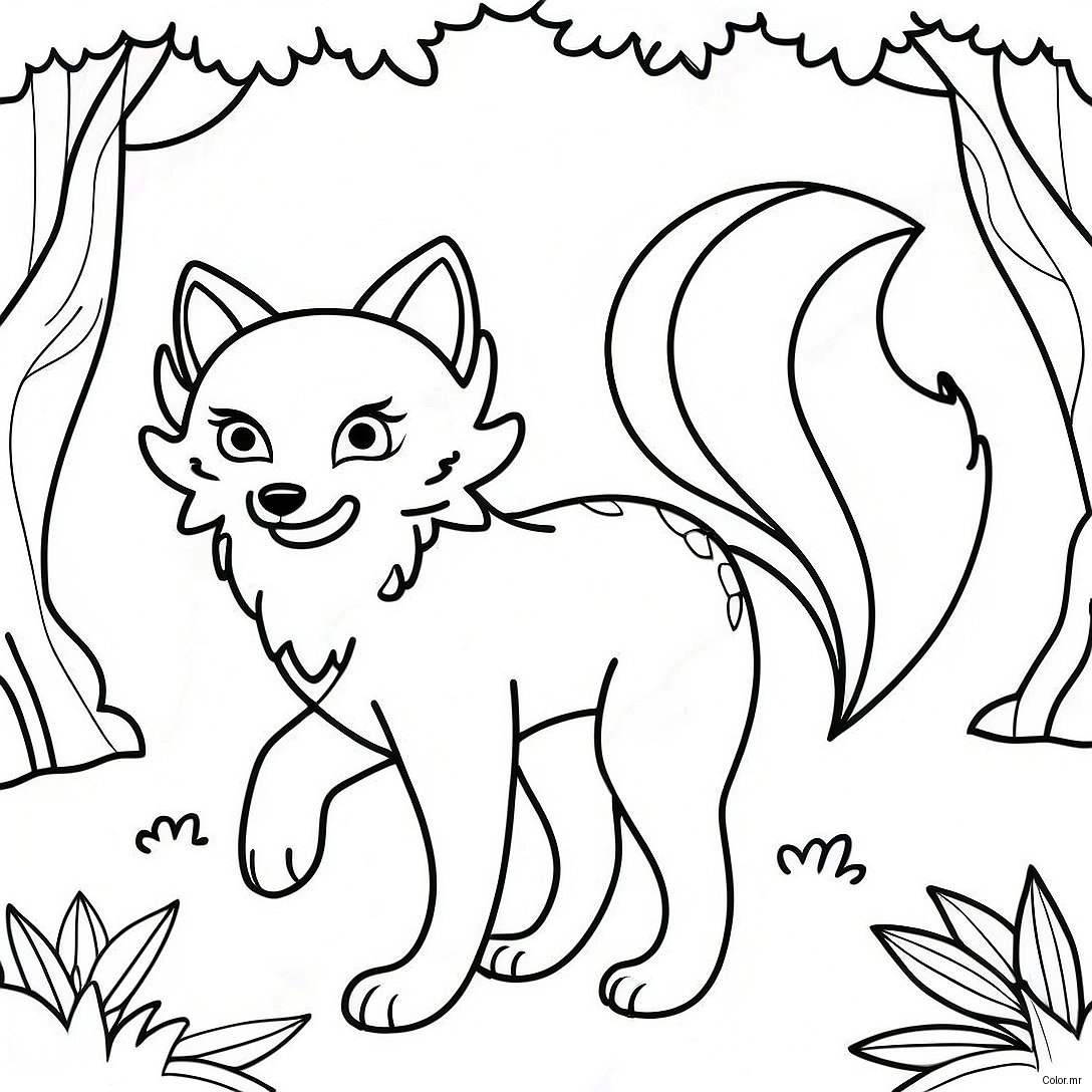 Mythical Nine Tailed Fox In Forest Coloring Page 18969 15867