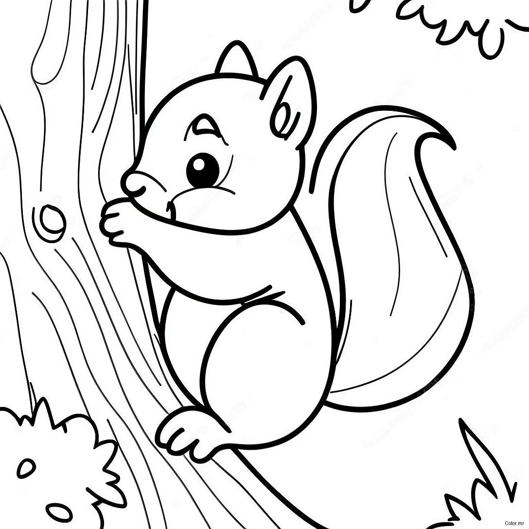 Playful Squirrel Climbing A Tree Coloring Page 3400 2766