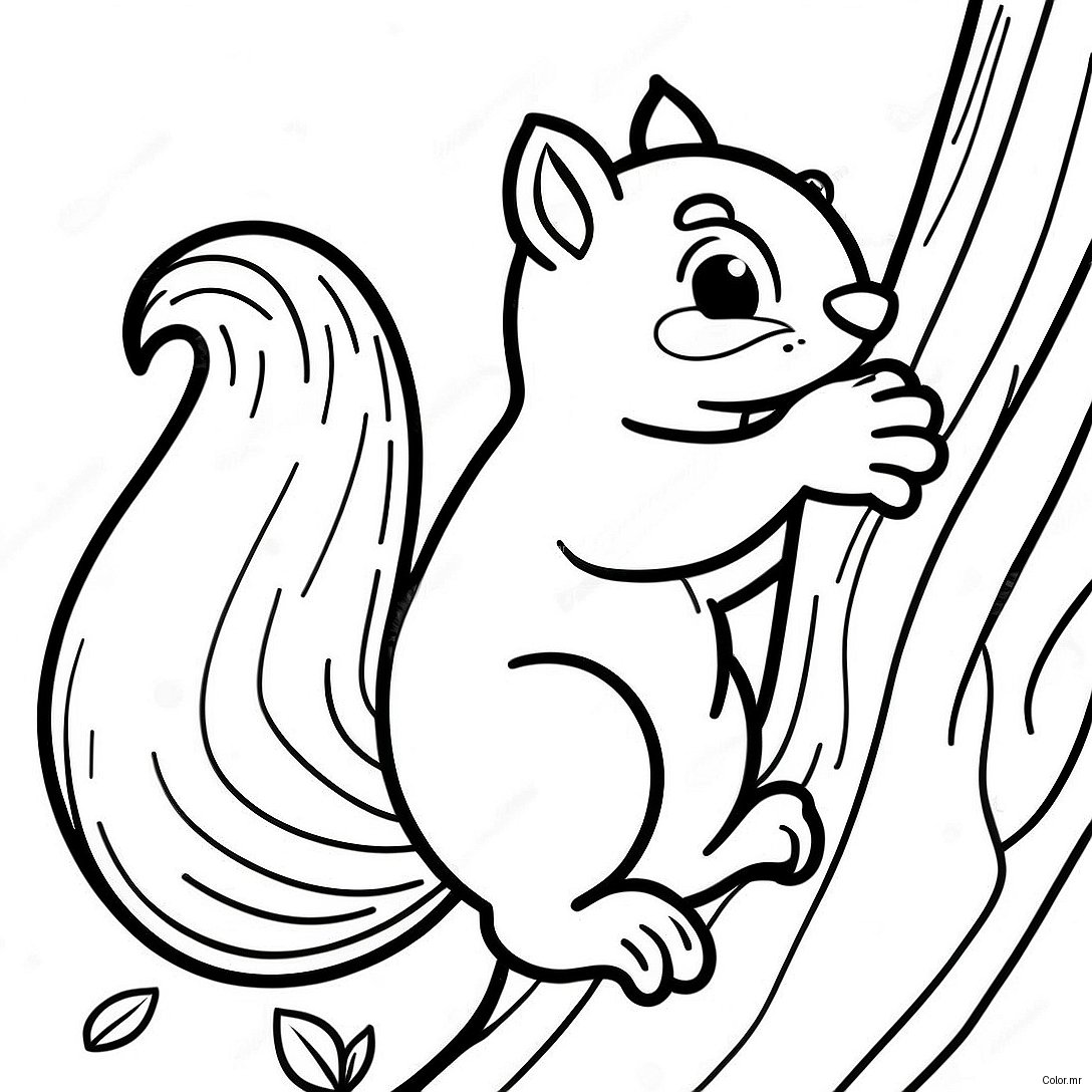 Playful Squirrel Climbing A Tree Coloring Page 3400 2767