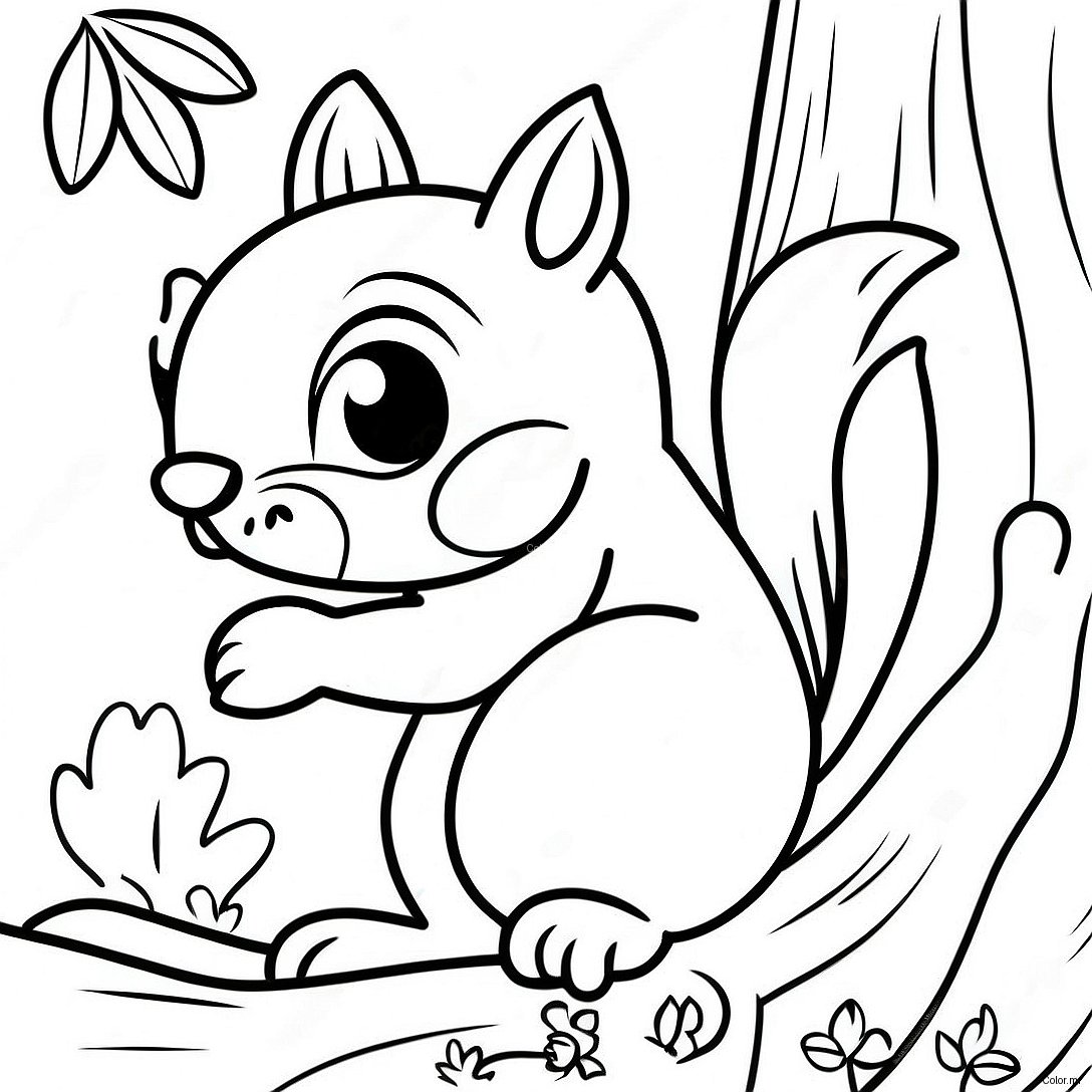 Playful Squirrel Climbing A Tree Coloring Page 3400 2768