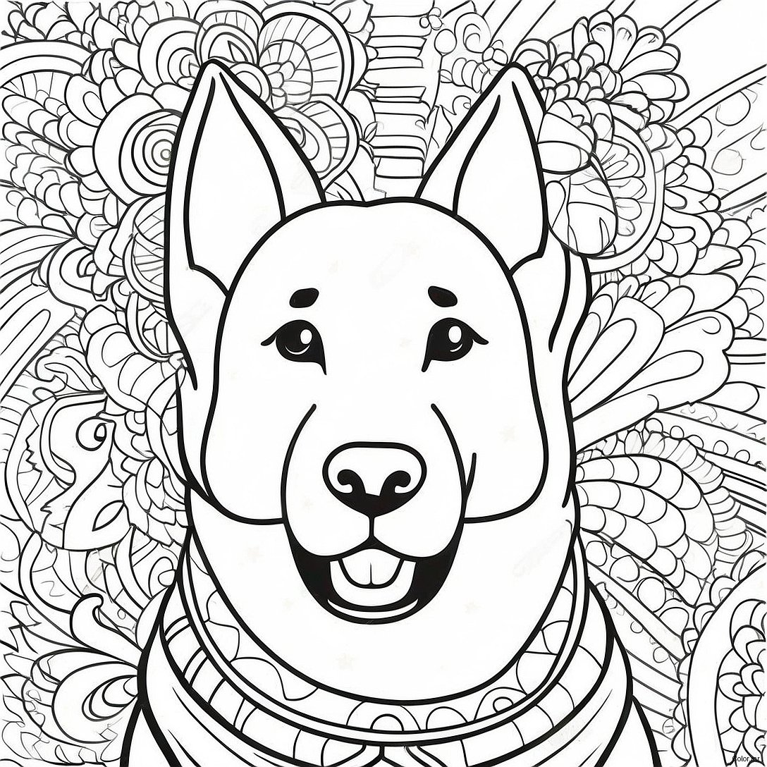 Realistic German Shepherd Portrait Coloring Page 30518 27406