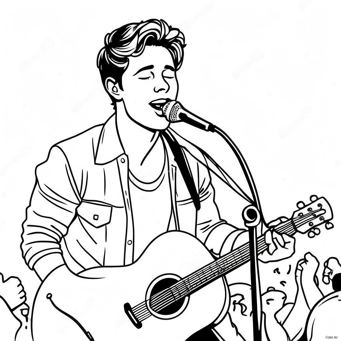 Shawn Mendes Singing On Stage Coloring Page 61497 50979
