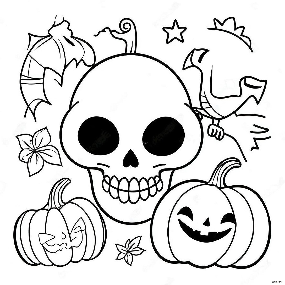 Spooky Vintage Halloween Decorations Coloring Page 15500 13132
