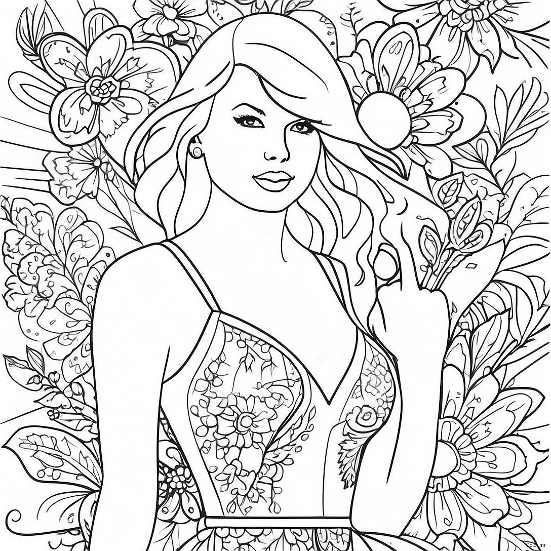 Taylor Swift In A Stunning Red Dress Coloring Page 19929 18595