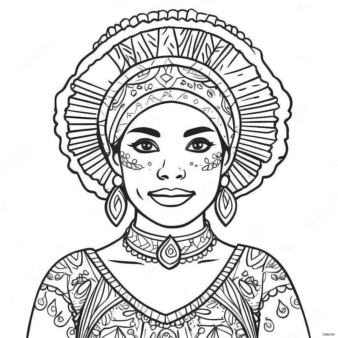 Vibrant Folklorico Dancer In Traditional Dress Coloring Page 67453 55669