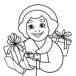 Frohliche Frau Claus Mit Geschenken Ausmalbild 10408-8542