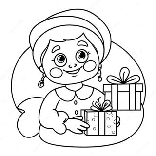 Frohliche Frau Claus Mit Geschenken Ausmalbild 10408-8543