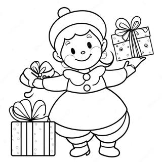 Frohliche Frau Claus Mit Geschenken Ausmalbild 10408-8544