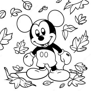 Mickey Mouse In Herbstblattern Ausmalbild 10468-8591