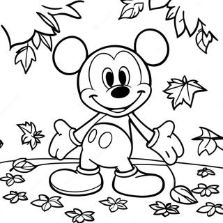 Mickey Mouse In Herbstblattern Ausmalbild 10468-8592