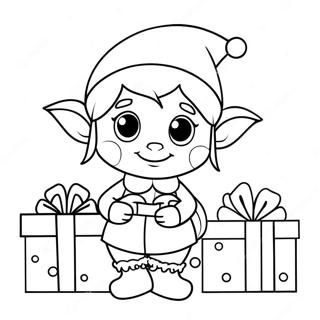 Susser Elf Mit Weihnachtsgeschenken Ausmalbild 1072-857