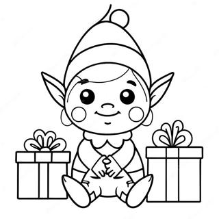 Susser Elf Mit Weihnachtsgeschenken Ausmalbild 1072-858