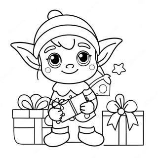 Susser Elf Mit Weihnachtsgeschenken Ausmalbild 1072-859