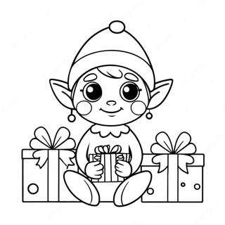 Susser Elf Mit Weihnachtsgeschenken Ausmalbild 1072-860