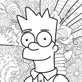 Psychedelischer Bart Simpson Mit Groovy Mustern Ausmalbild 13438-11154