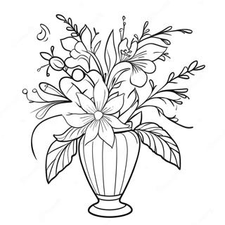 Elegante Blumen Vase Ausmalbild 14039-11633