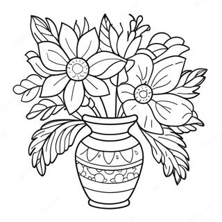 Elegante Blumen Vase Ausmalbild 14039-11634