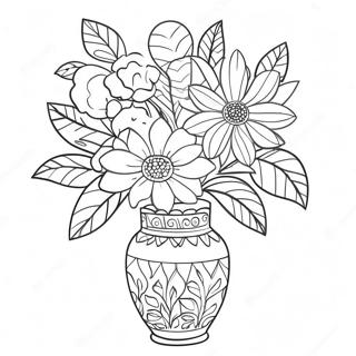 Elegante Blumen Vase Ausmalbild 14039-11635