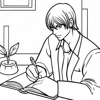 Light Yagami Schreibt In Seinem Notizbuch Ausmalbild 15100-12489