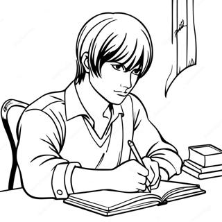 Light Yagami Schreibt In Seinem Notizbuch Ausmalbild 15100-12491