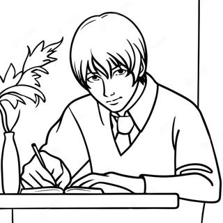 Light Yagami Schreibt In Seinem Notizbuch Ausmalbild 15100-12658