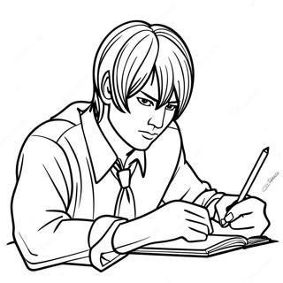 Light Yagami Schreibt In Seinem Notizbuch Ausmalbild 15100-12659