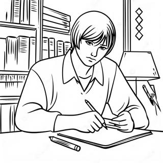 Light Yagami Schreibt In Seinem Notizbuch Ausmalbild 15100-12660