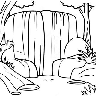 Majestatischer Wasserfall Im Wald Ausmalbild 15200-12571