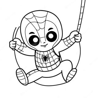 Niedlicher Baby Spiderman Der Schwingt Ausmalbild 16383-13810