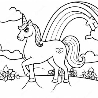 Magisches Barbie Einhorn In Einer Regenbogenlandschaft Ausmalbild 16453-13866