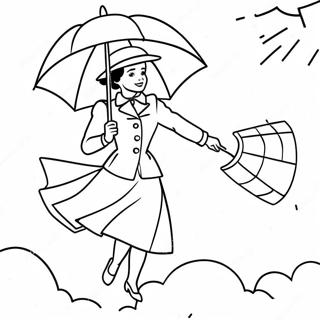 Mary Poppins Fliegend Mit Regenschirm Ausmalbild 16763-14116